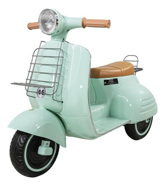 Motocicleta Montable Vintage Motoneta 12 V Luz Led Menta.