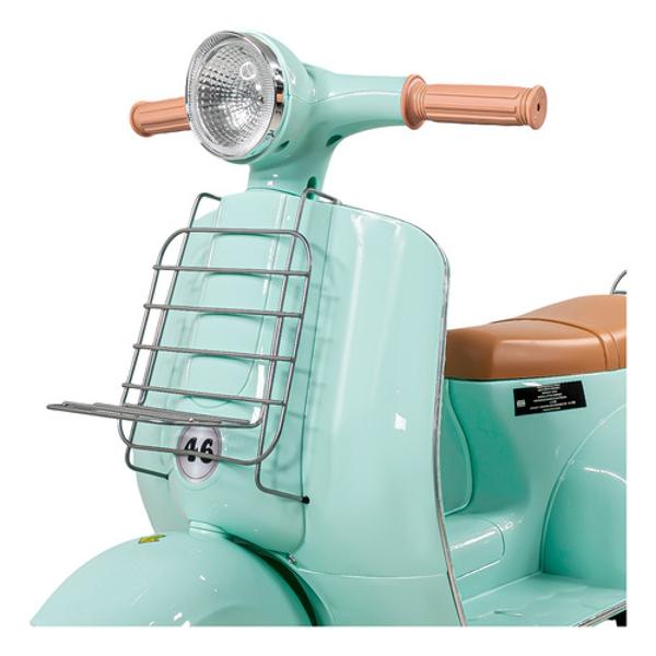 Motocicleta Montable Vintage Motoneta 12 V Luz Led Menta.
