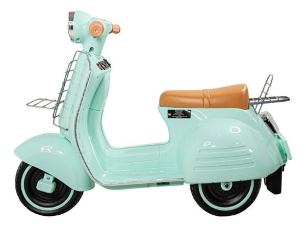 Motocicleta Montable Vintage Motoneta 12 V Luz Led Menta.