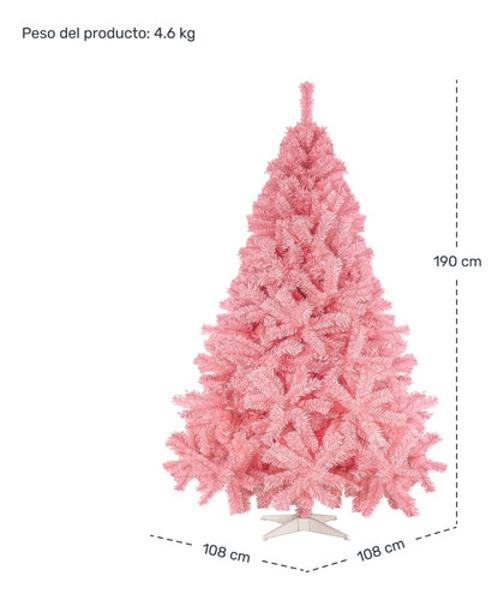 Arbol De Navidad Rosa 1.9 Metros 900 Ramas Arbolito Navideño