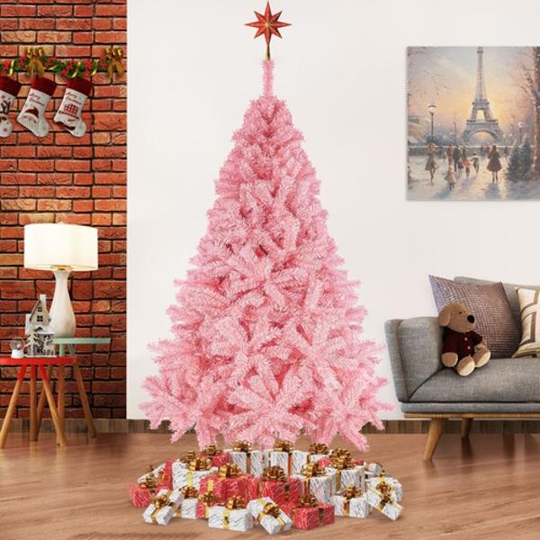 Arbol De Navidad Rosa 1.9 Metros 900 Ramas Arbolito Navideño