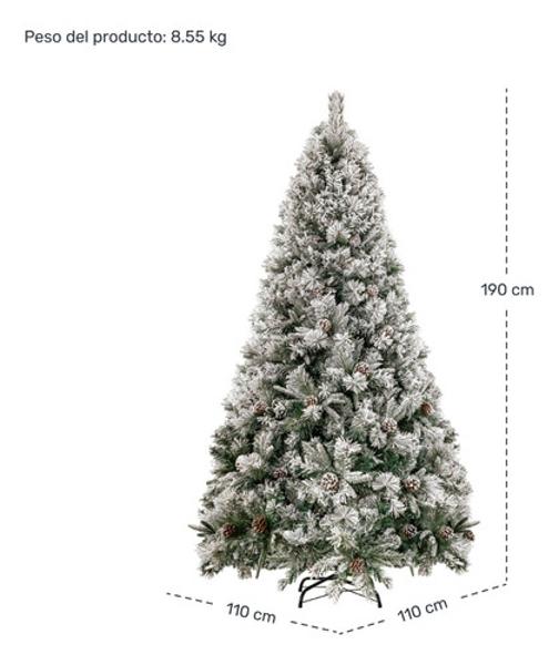 Arbol De Navidad Nevado 1.90 Metros Pino Navideño 1256 Ramas
