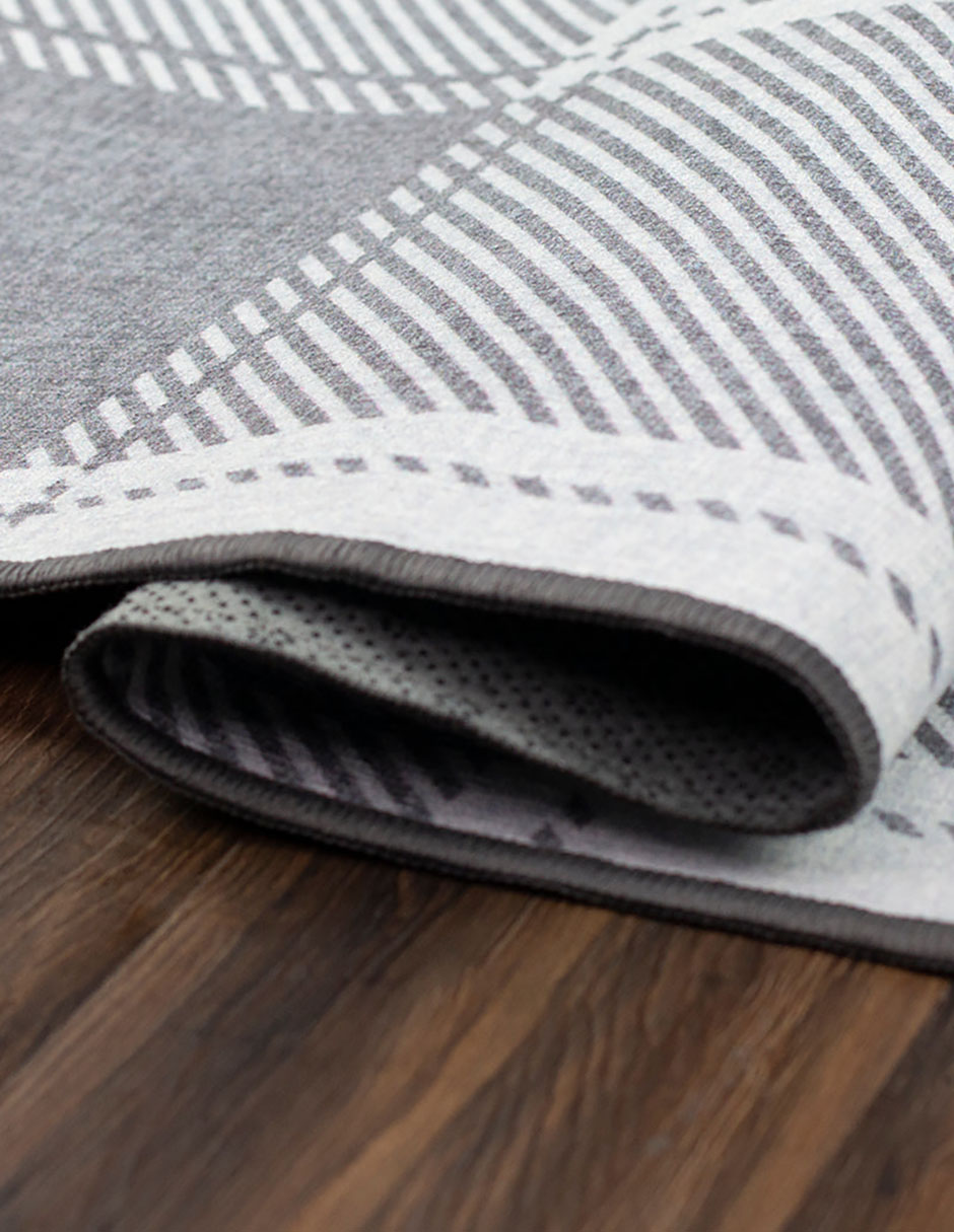 Tapete Alfombra Decorativo Lavable Cuadros Escoceses Gris y Blanco - Fine Art Tj