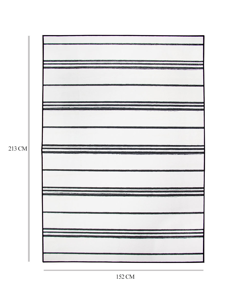 Tapete Alfombra Decorativo Lavable Rayas Blanco y Negro - Fine Art Tj