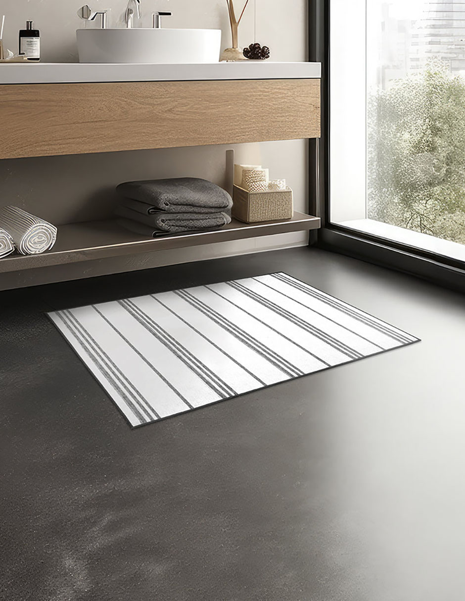 Tapete Alfombra Decorativo Lavable Rayas Gris - Fine Art Tj