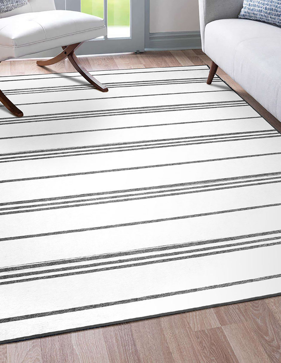Tapete Alfombra Decorativo Lavable Rayas Gris - Fine Art Tj