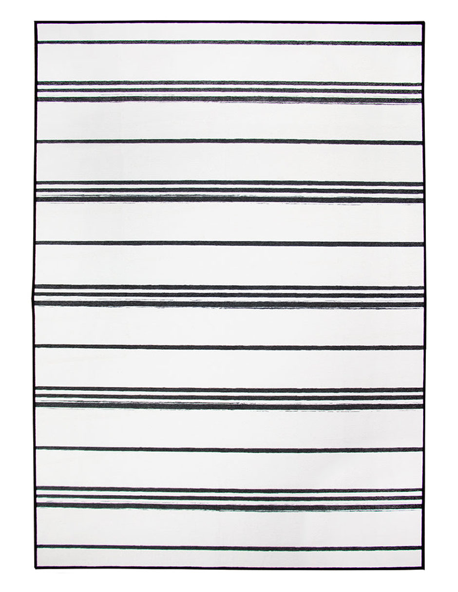 Tapete Alfombra Decorativo Lavable Rayas Blanco y Negro - Fine Art Tj