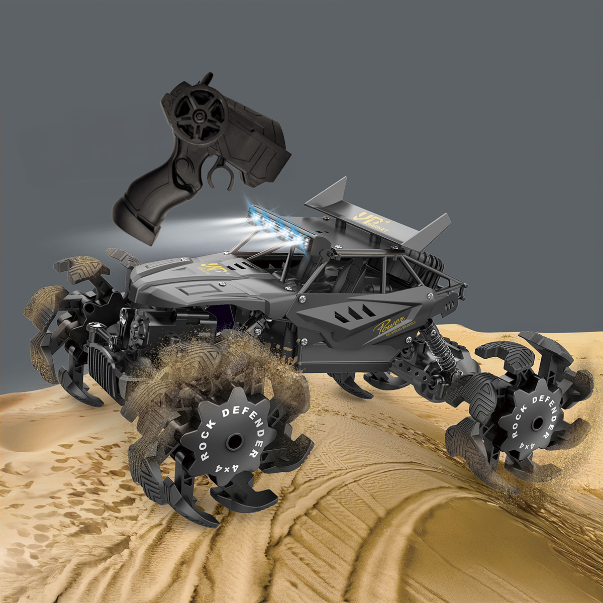 Carro a control remoto buggy con llanta expandible tanque jeep camioneta RC de metal 4x4 10 km h