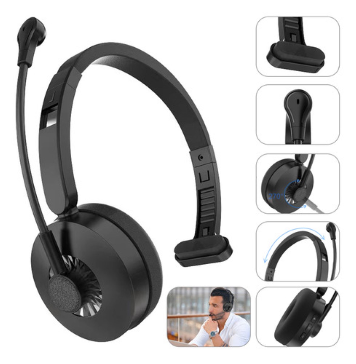 Audifonos Inalambrico De Diadema Bluetooth Cancelacion Ruido negro