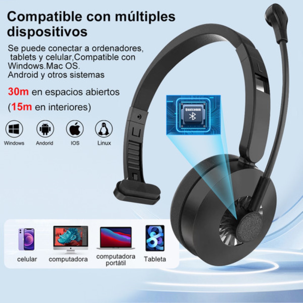Audifonos Inalambrico De Diadema Bluetooth Cancelacion Ruido negro