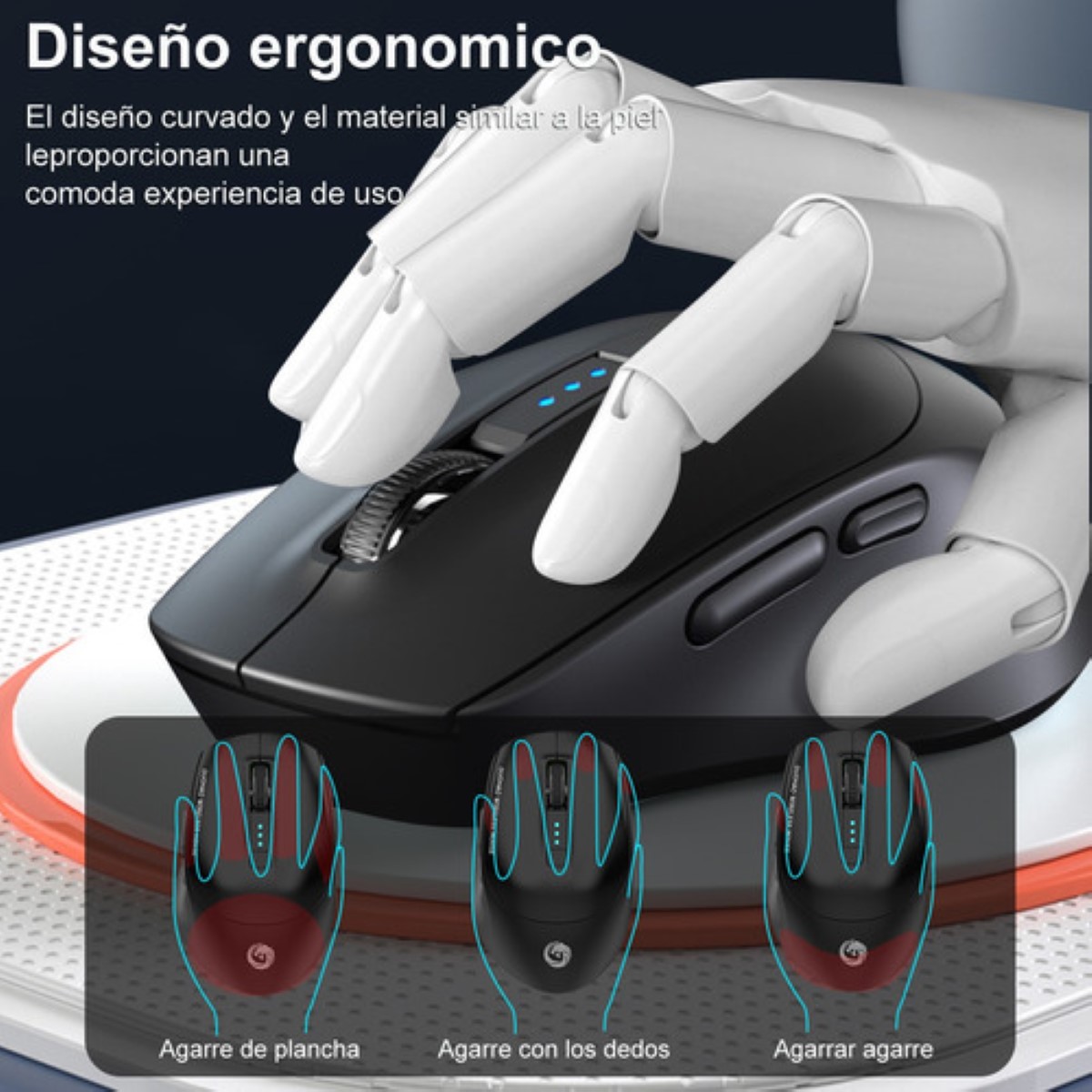 Mouse Inalámbrico Bluetooth Recargable Ergonomía 2.4g 3modos negro