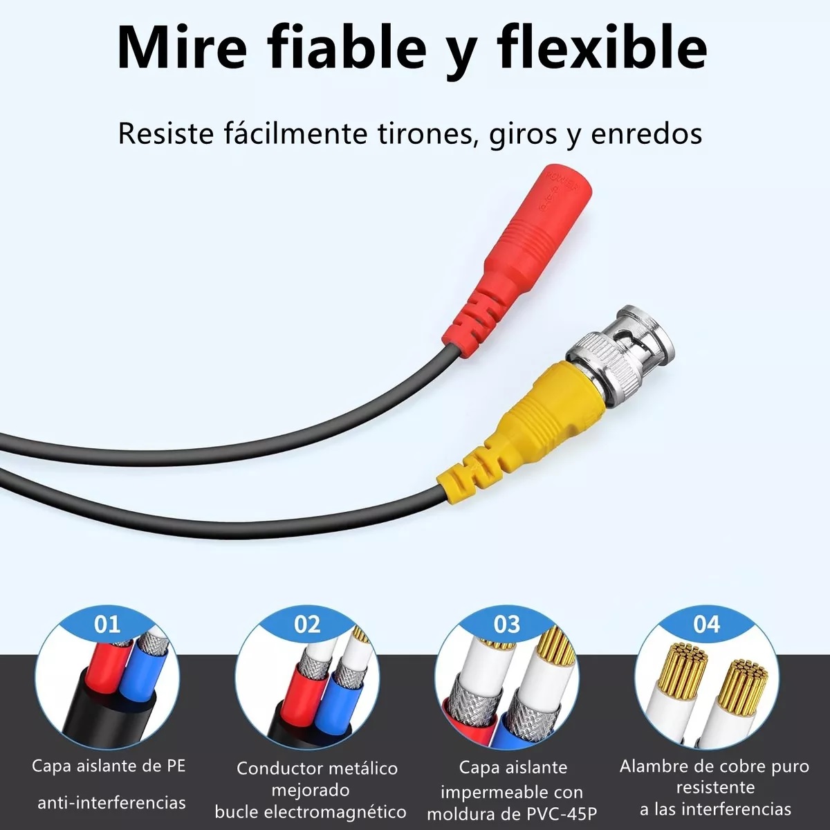 Cable Siames 50 Metros Para Camaras Seguridad Cctv Bnc Video