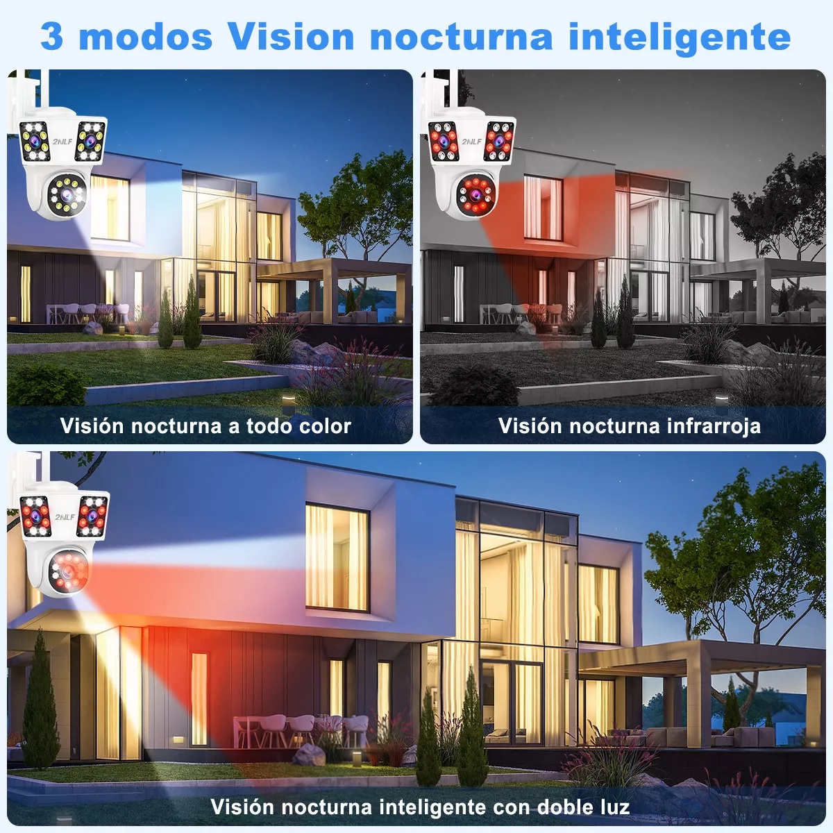 Cámara Vigilancia Tres Lentes Tres Pantalla 12mp