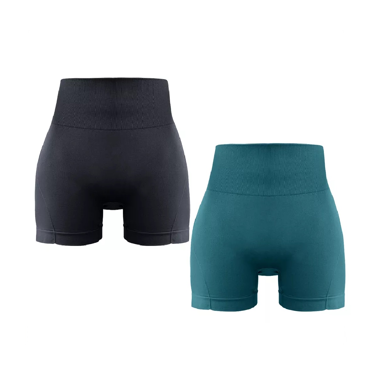 2pzs Short Ejercicio Casual Gym Cintura Alta Unitalla Negro y Verde