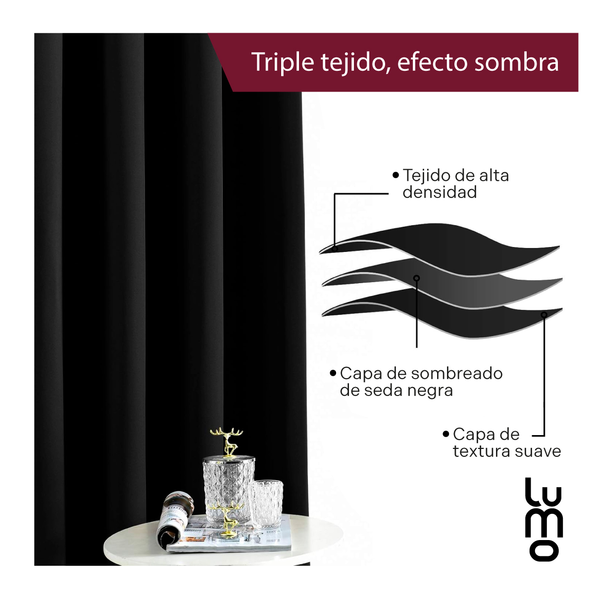 Set 2 Cortina Elegante Blackout para Ventana.