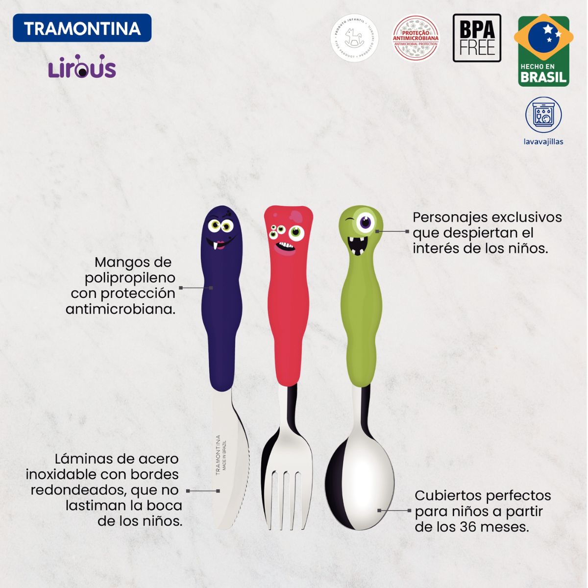 Juego de Cubiertos Infantil Tramontina Liro 3 Piezas