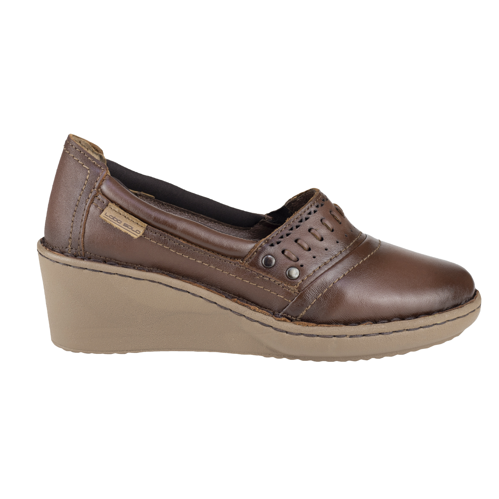 Zapato Con Tacón Mujer Lobo Solo 5590 Caoba De Piel Confort