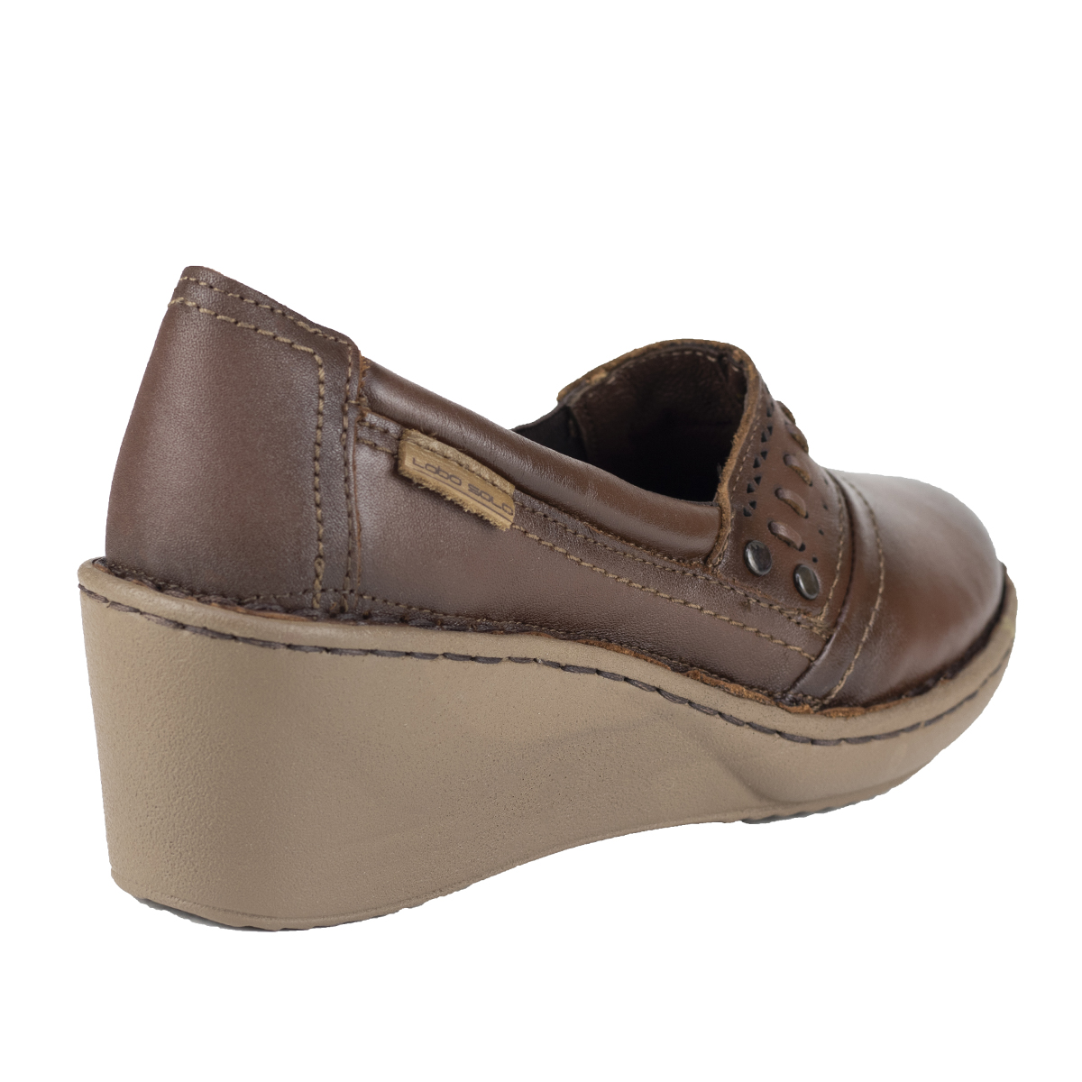Zapato Con Tacón Mujer Lobo Solo 5590 Caoba De Piel Confort