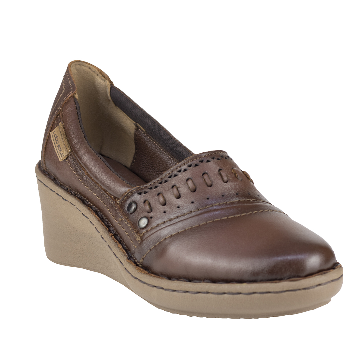 Zapato Con Tacón Mujer Lobo Solo 5590 Caoba De Piel Confort