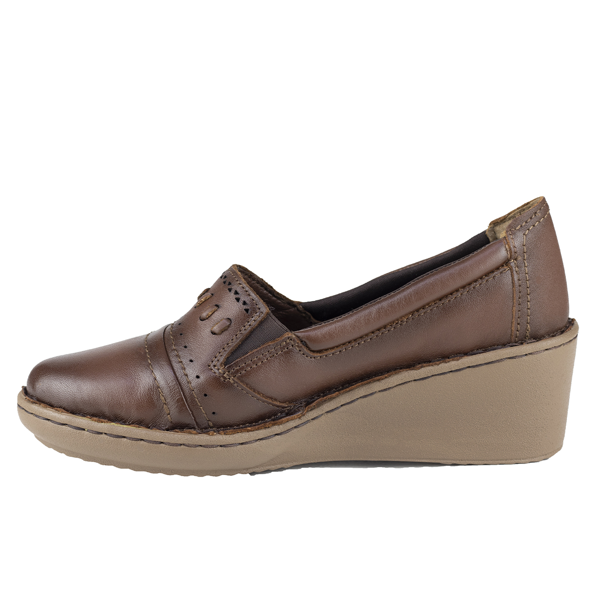 Zapato Con Tacón Mujer Lobo Solo 5590 Caoba De Piel Confort