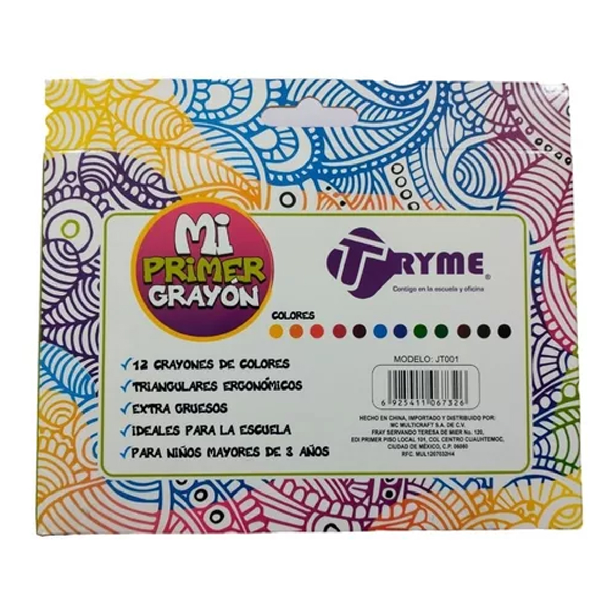 12 piezas Crayones triangulares de colores Mi primer Crayon