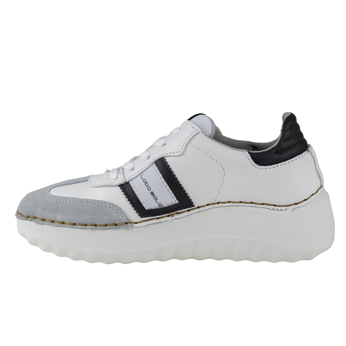 Tenis Blanco Mujer Suela Gruesa Lobo Solo 4808 Vail Agujeta
