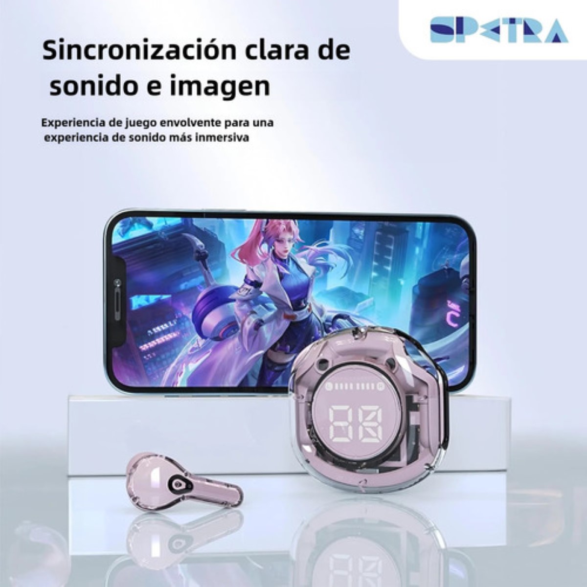 Audifonos Inalámbricos Pantalla Digital Reducción Ruido Ipx4 blanco