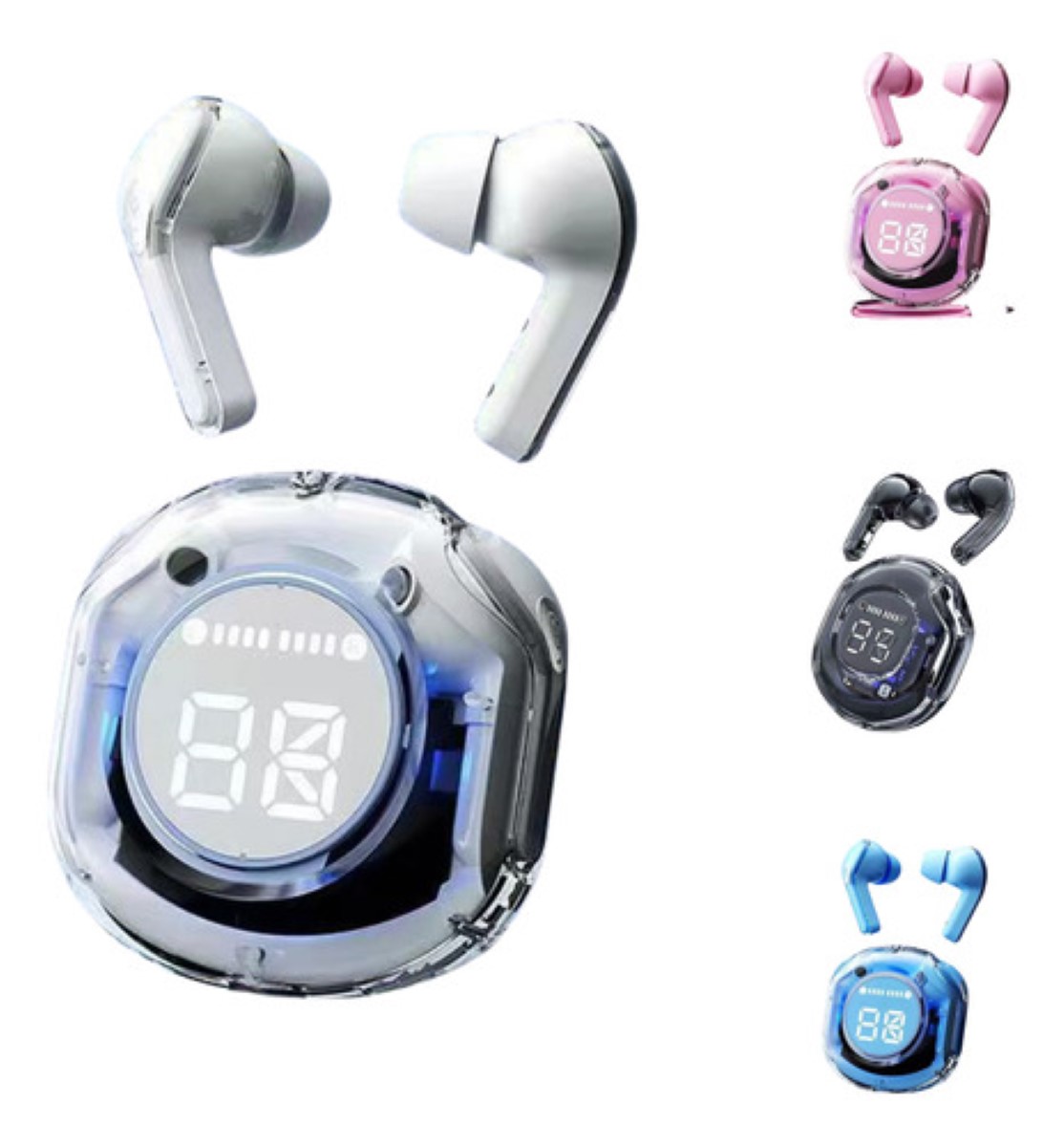 Audifonos Inalámbricos Pantalla Digital Reducción Ruido Ipx4 blanco