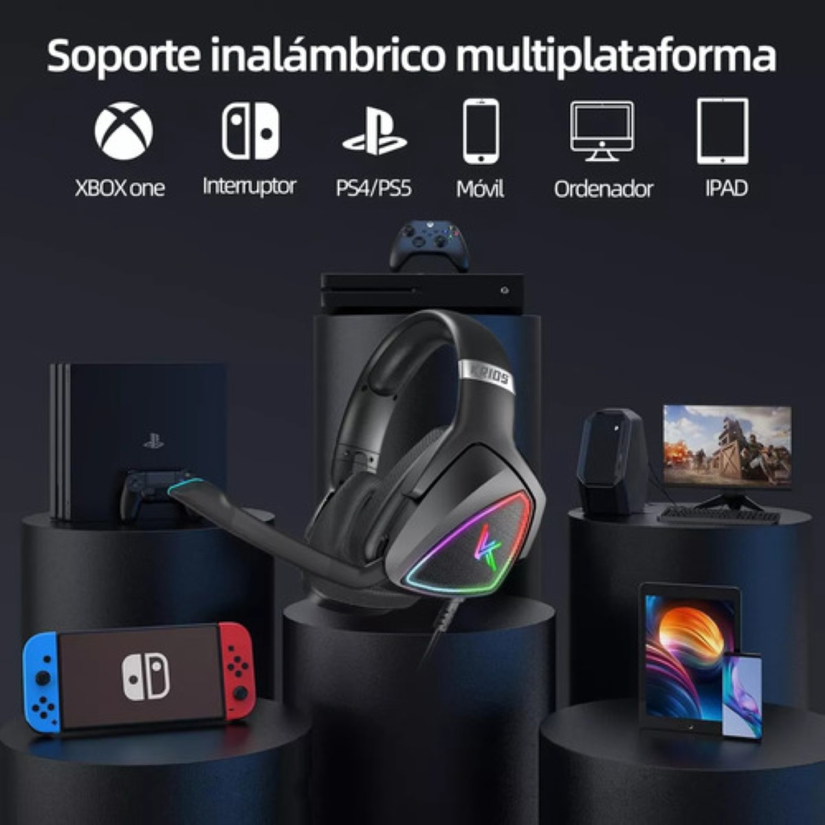 Audífonos Gamer KRIOS K7 Diadema, Negro
