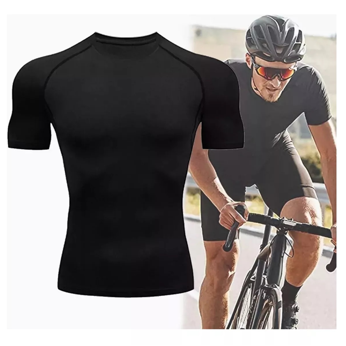 2pcs Playera Licras Deportivas Hombre Compresion Gym Negro + Blanco Talla  XL