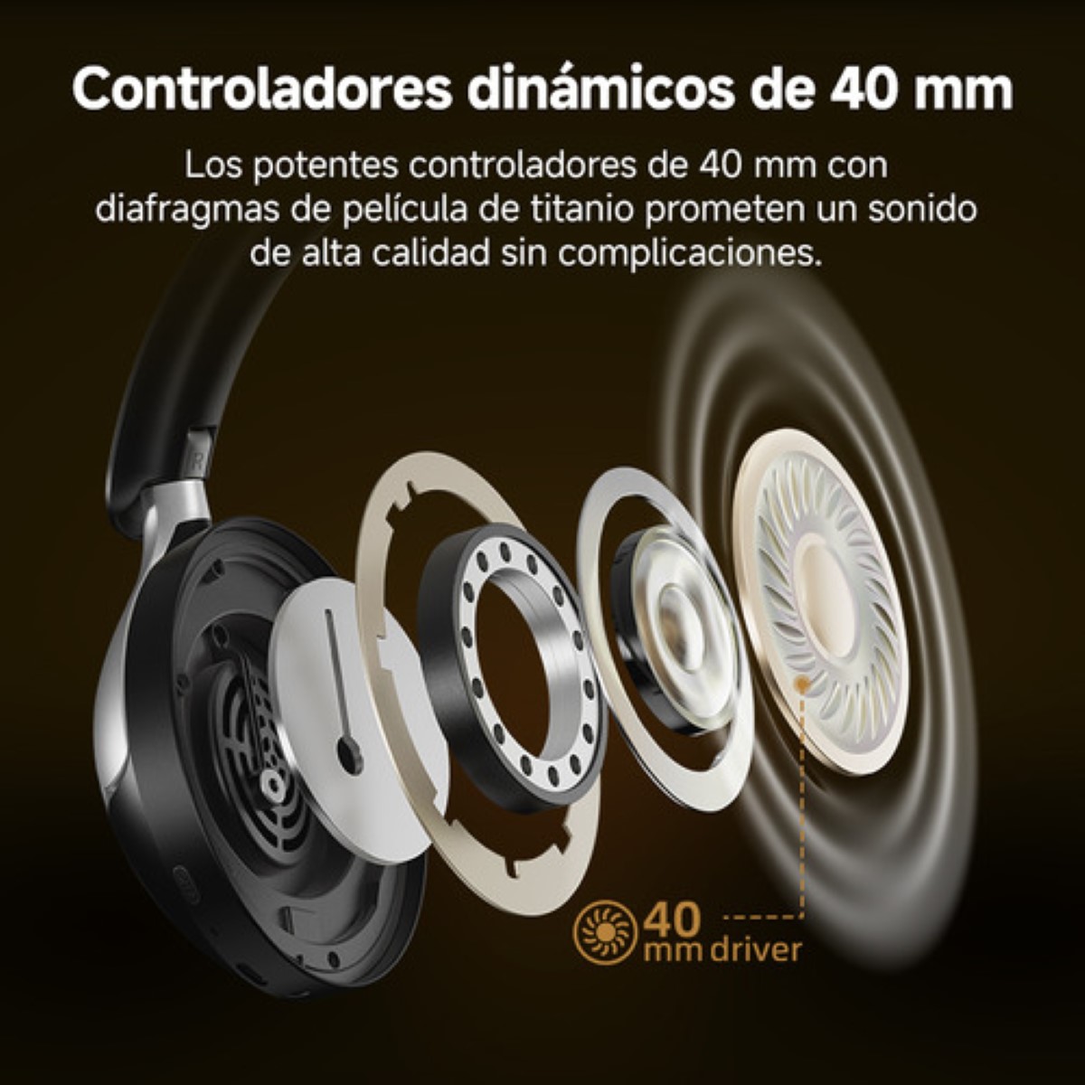 Audífonos Inalámbricos Qcy H3pro 50db Anc Gamer Diadema Wh blanco dorado