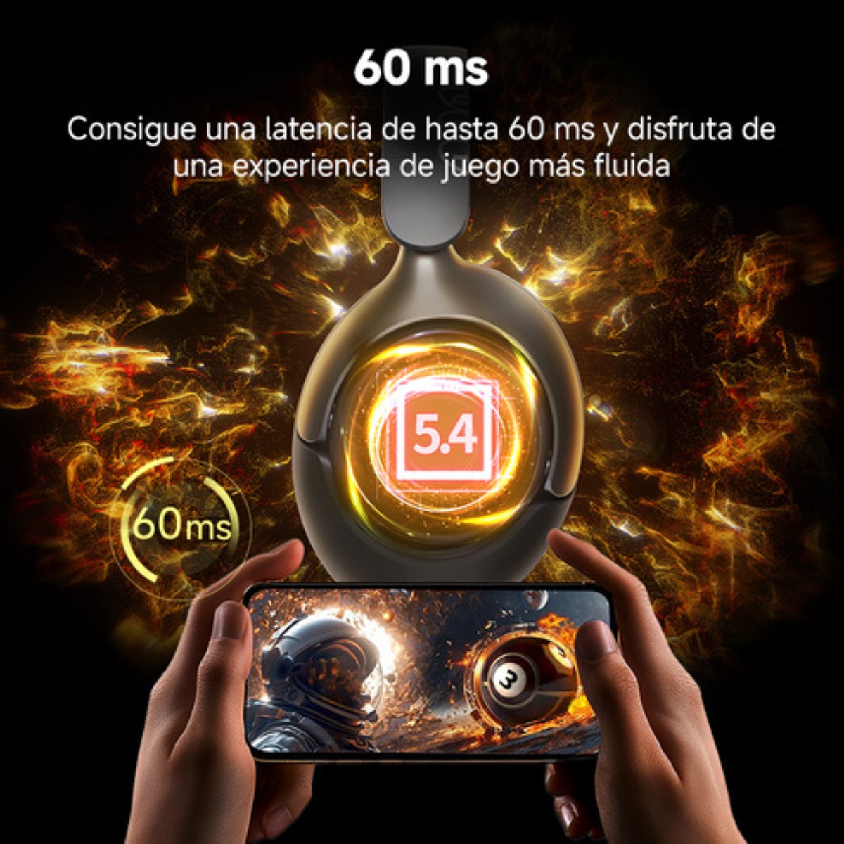 Audífonos Inalámbricos Qcy H3pro 50db Anc Gamer Diadema Wh blanco dorado