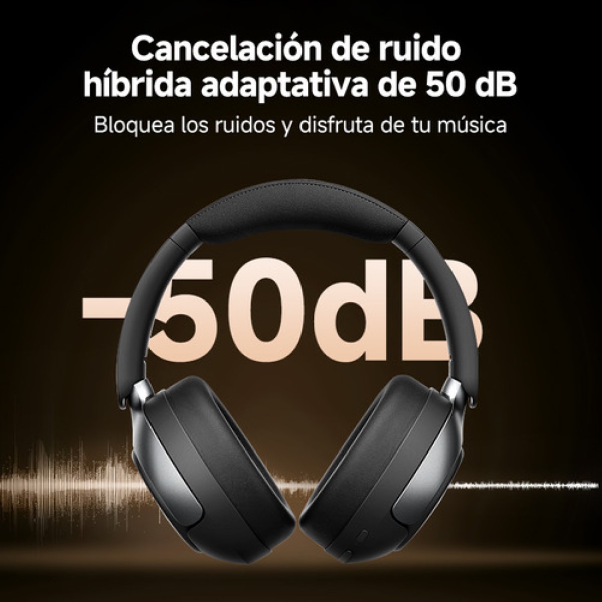 Audífonos Inalámbricos Qcy H3pro 50db Anc Gamer Diadema Wh blanco dorado