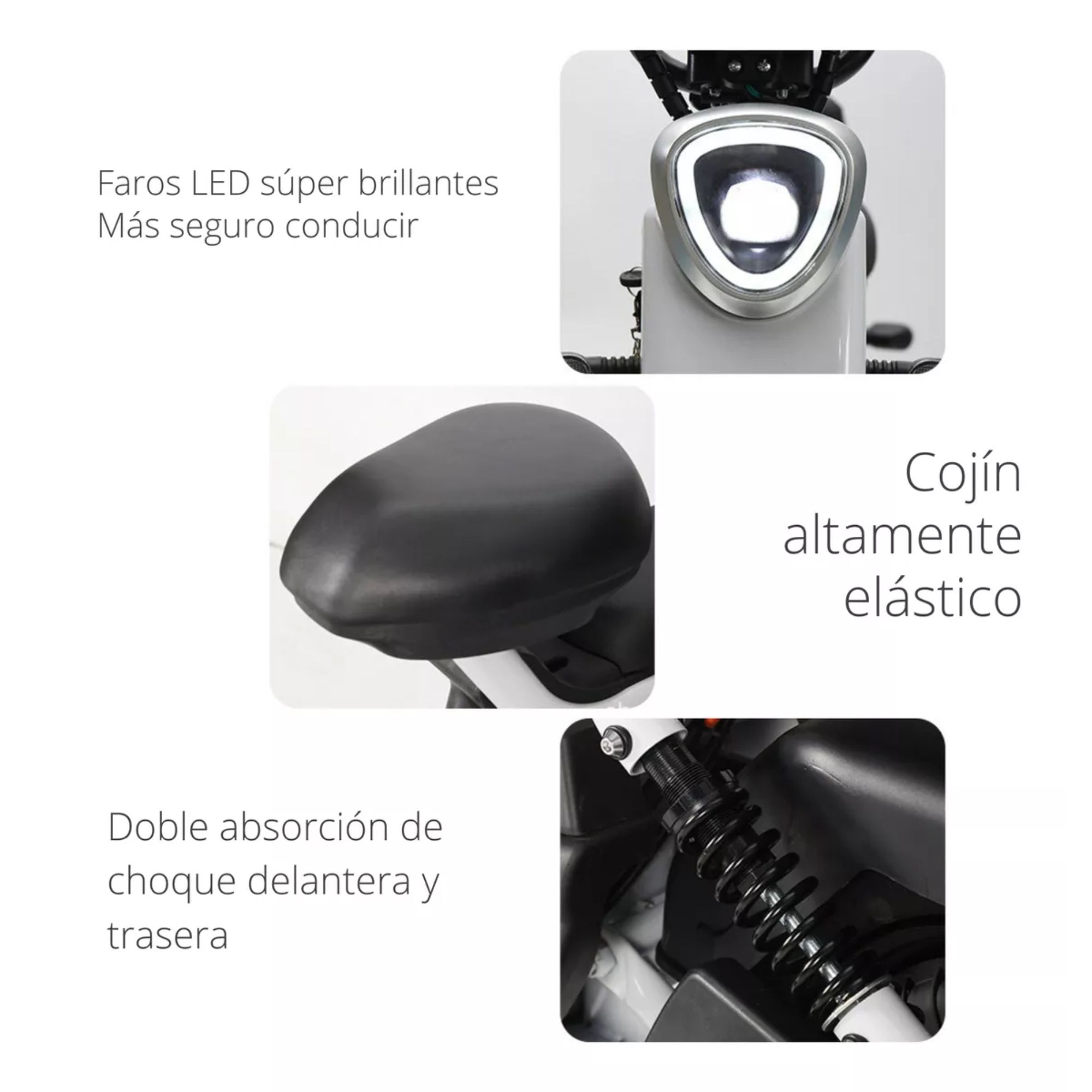 Moto Bicicleta Electrica 1,000w 45km/h Recargable 2 Asientos Color Blanco
