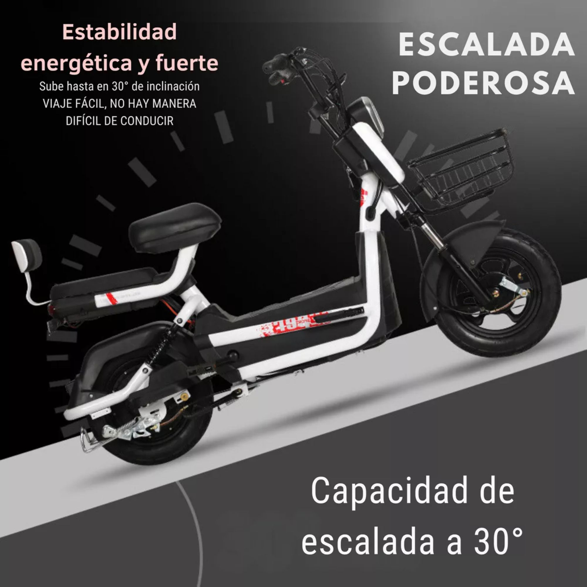 Moto Bicicleta Electrica 1,000w 45km/h Recargable 2 Asientos Color Blanco