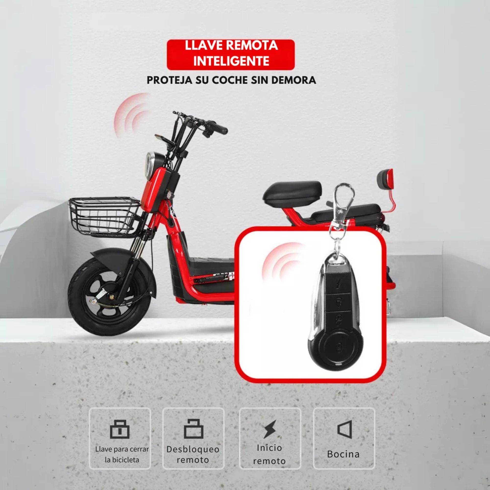 Moto Bicicleta Electrica 1,000w 45km/h Recargable 2 Asientos Color Blanco