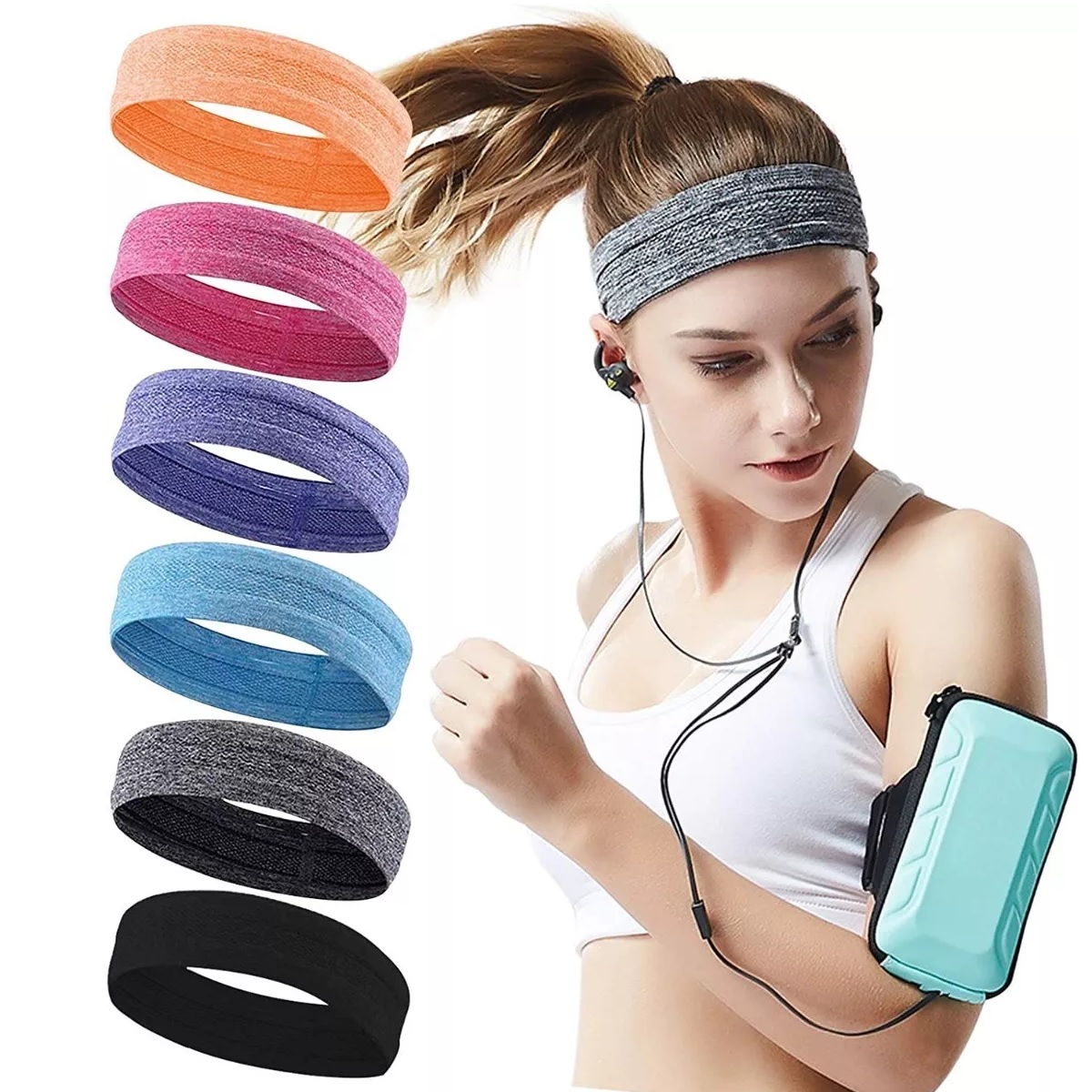  Kit 6 Pcs Cintas Deportivas Para El Pelo, Antisudor Y De Secado Rápido