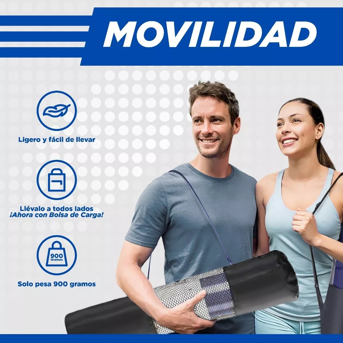 Tapete Antideslizante De Yoga Mat Tpe Con Líneas De Guía Color Azul