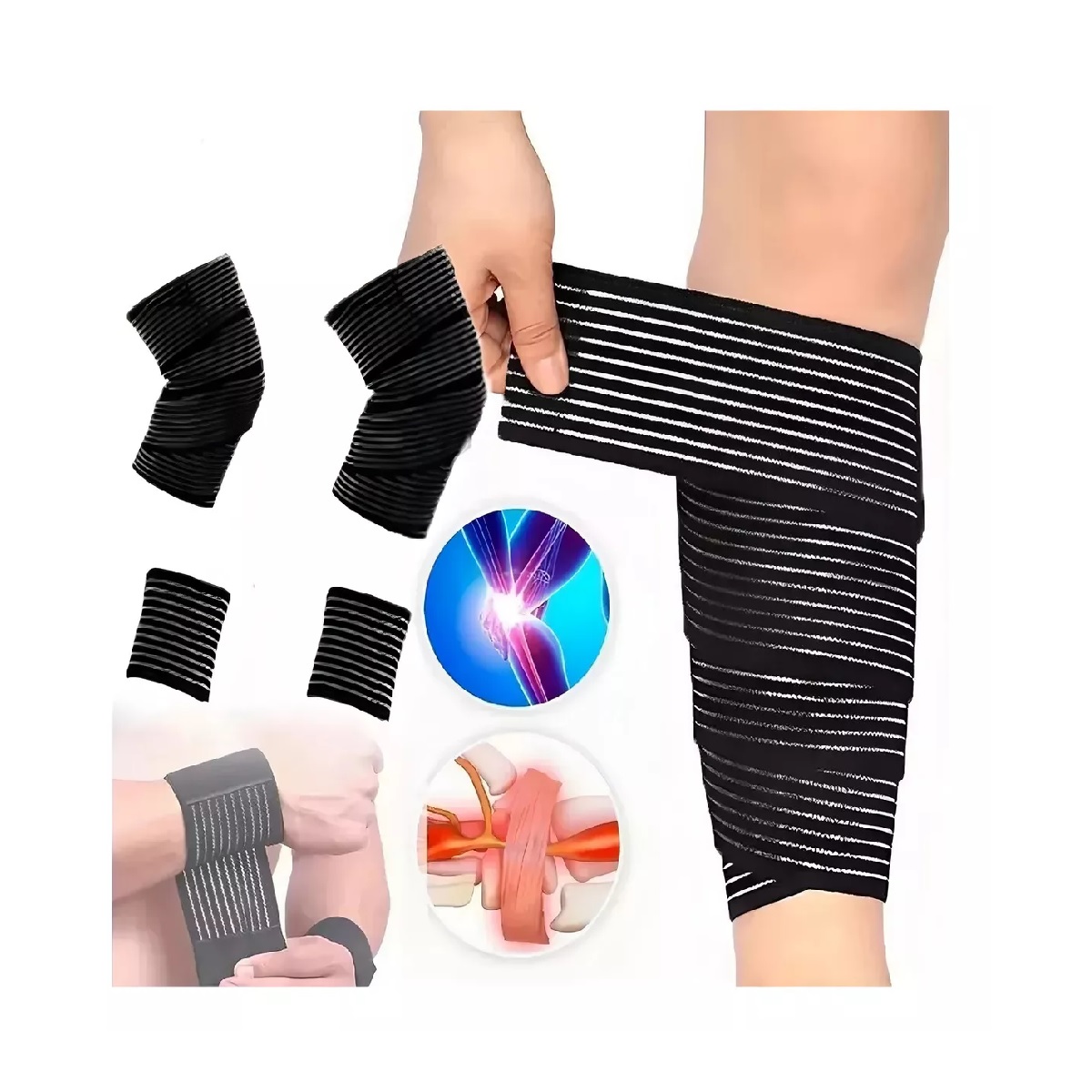 Rodillera Elastica Vendas 4 Par Bandas Deportiva Rodilla Gym Talla M
