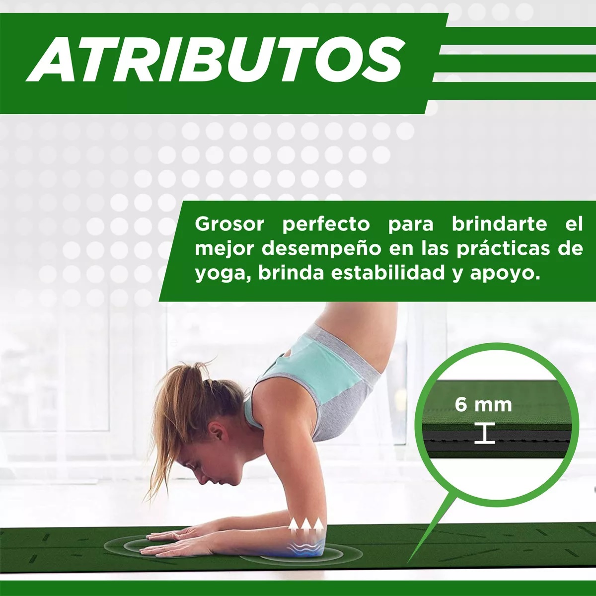 Tapete Antideslizante De Yoga Mat Tpe Con Líneas De Guía Color Verde