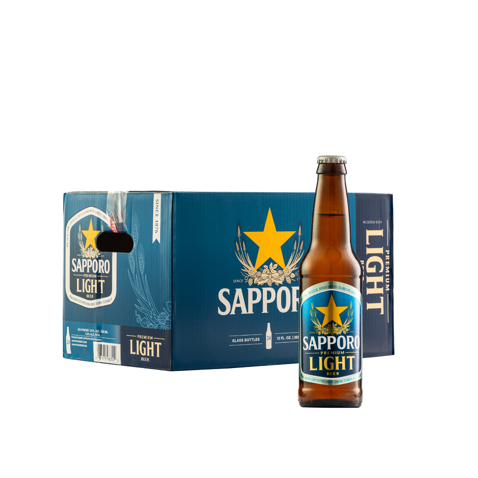 Caja Cerveza Sapporo Premium Light Ligera 355 Ml
