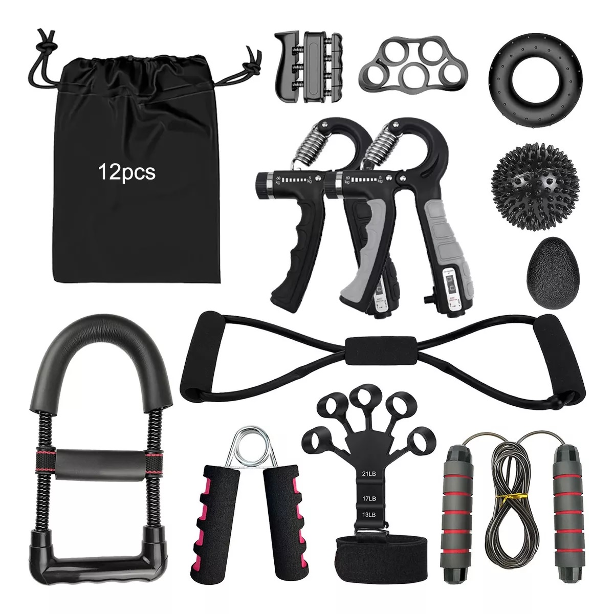 Ejercitador De Dedo Kit Mano Fortalecedor De Agarre 12pcs