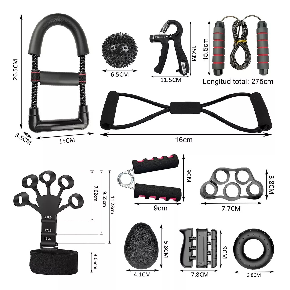 Ejercitador De Dedo Kit Mano Fortalecedor De Agarre 12pcs