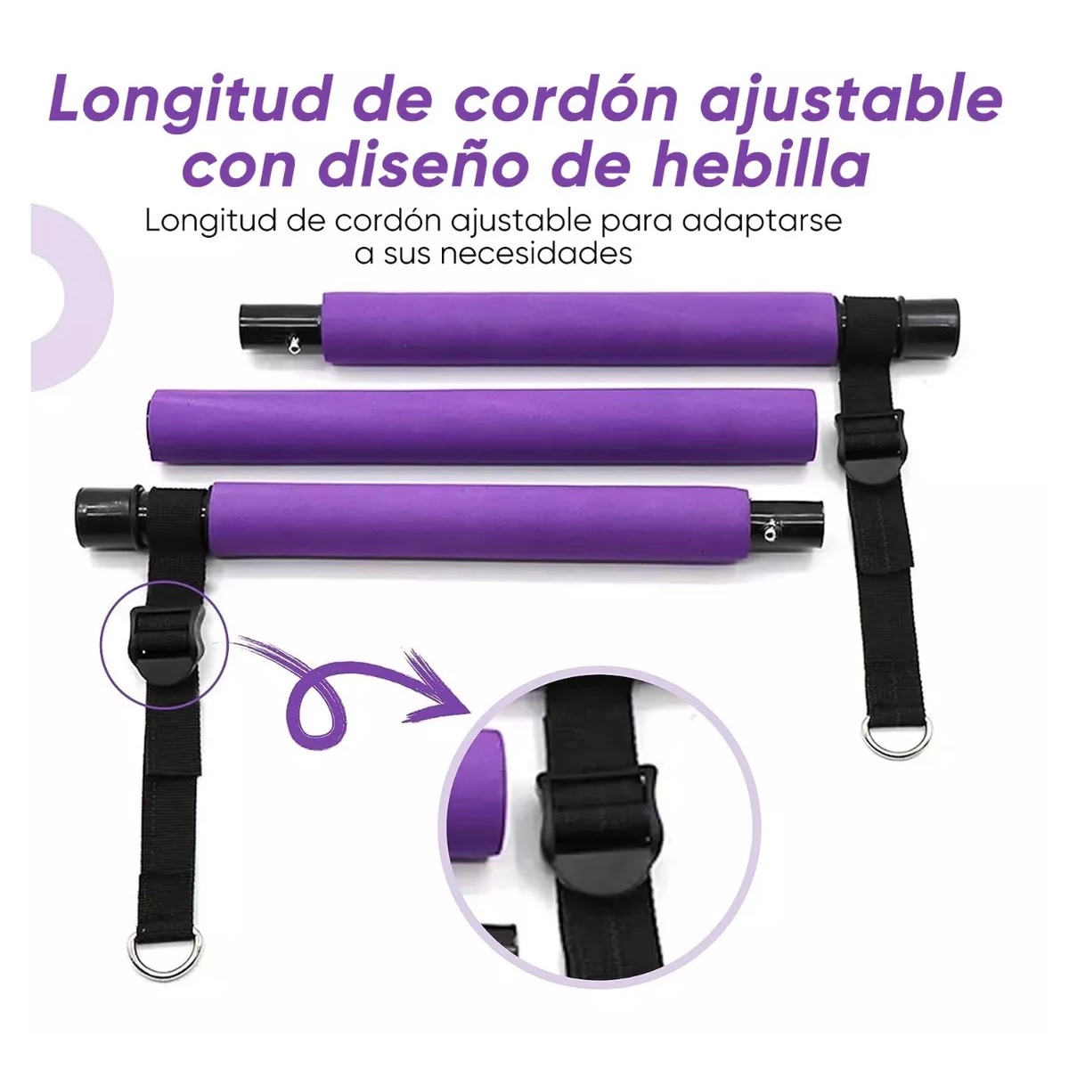 Kit Barra De Ejercicio Pilates Yoga Gluteos Multifuncional