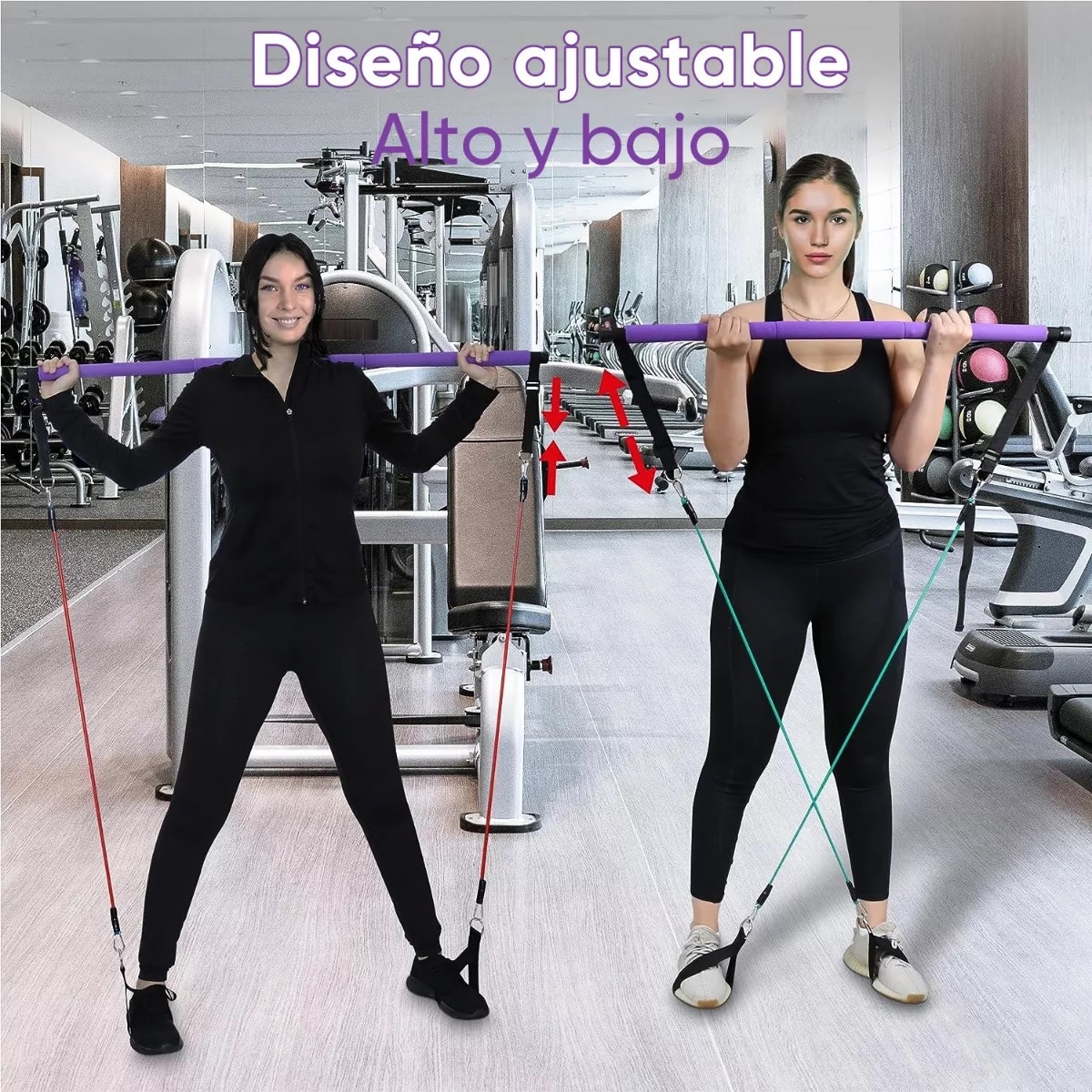 Kit Barra De Ejercicio Pilates Yoga Gluteos Multifuncional