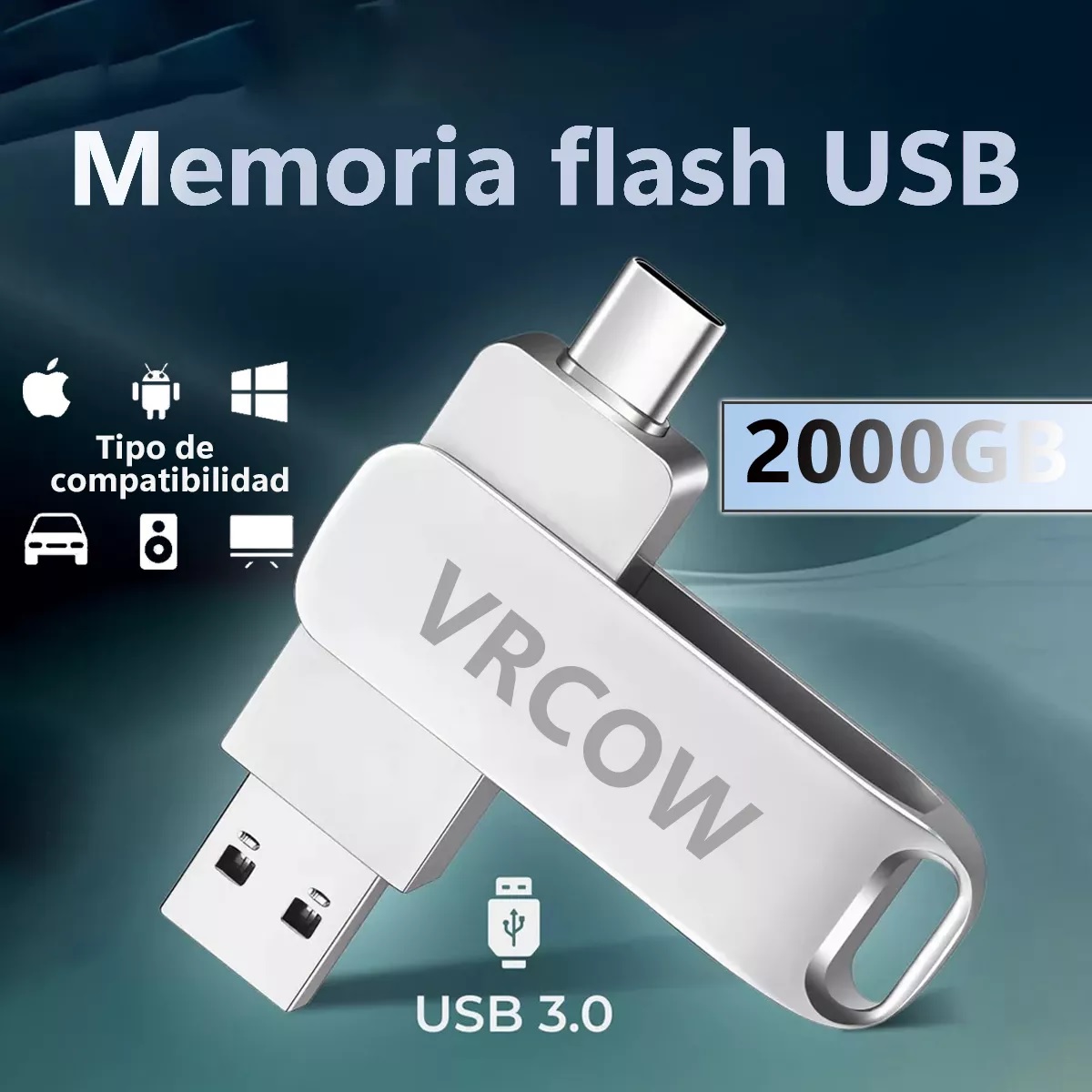 Memorias Usb 3.0 Tipo C Y Micro Usb Vrcow 2tb(2000gb)