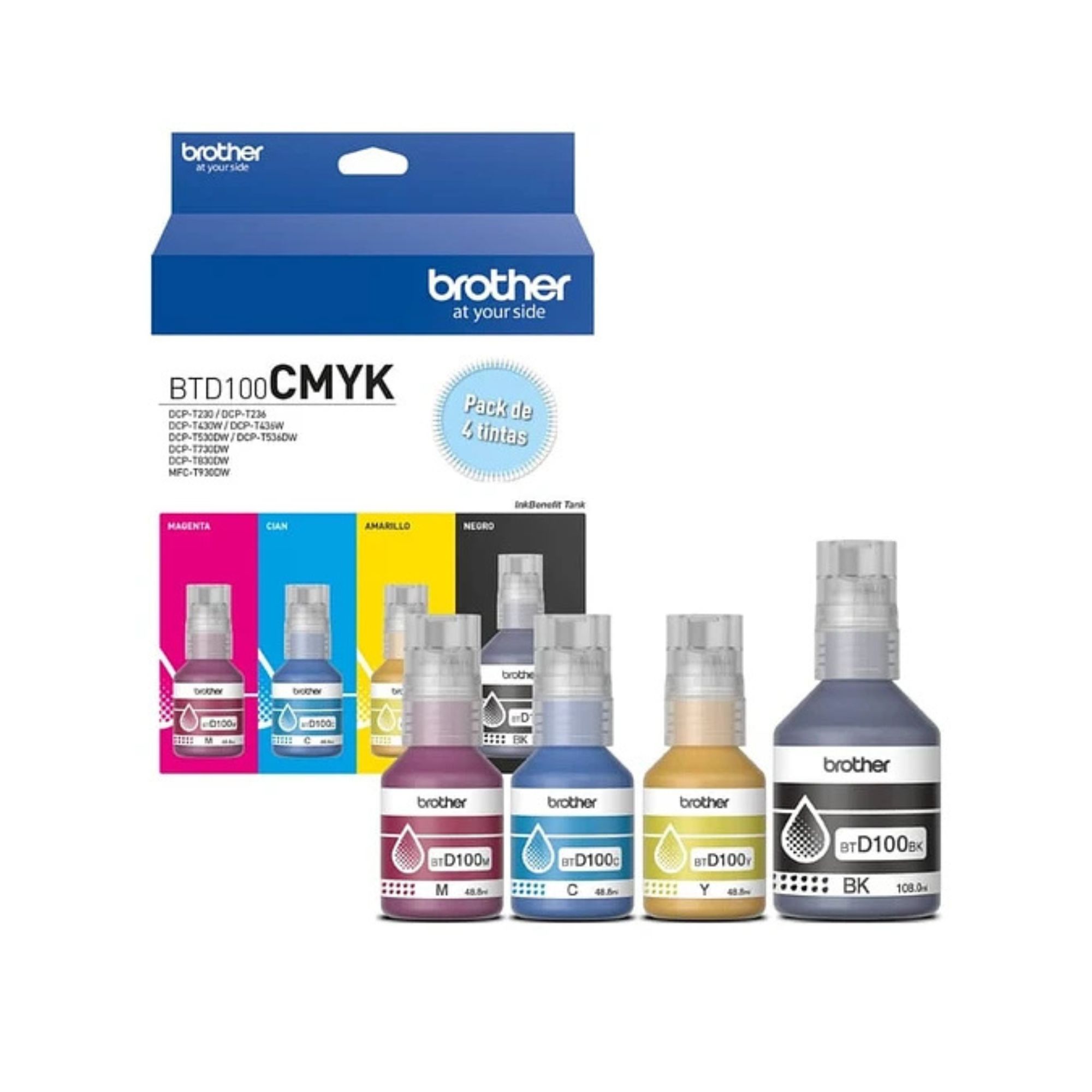 4 Pack - Botella de Tinta Brother BTD100
