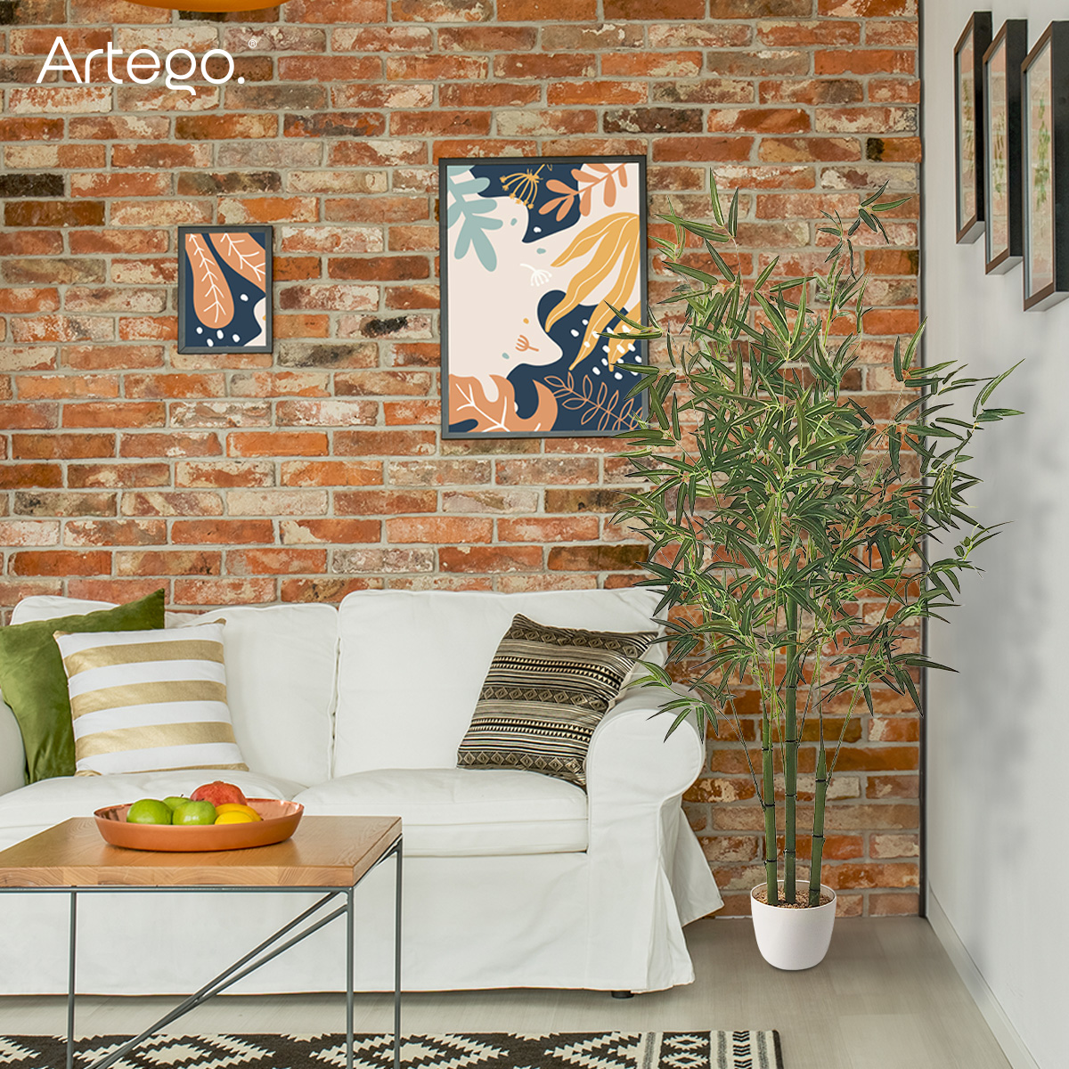 Planta artificial moderna con maceta decorativa Real Style Bambú grande de 180cm de alto Artego para hogar sala comercio oficina