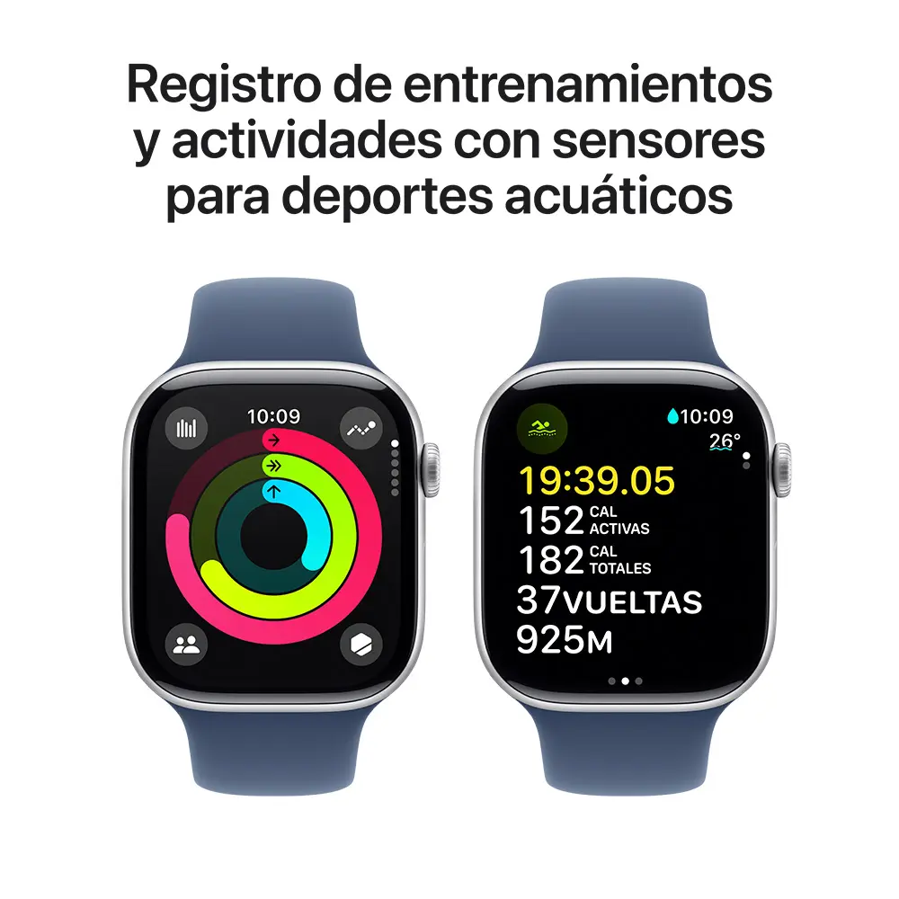 Apple Watch Serie 10 GPS De 46 MM Con Caja De Aluminio Plata Y Correa Deportiva Azul Denim  M/L