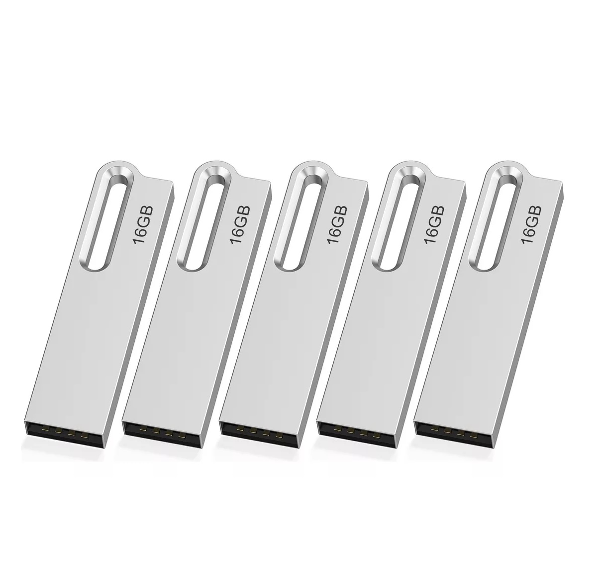 Memorias Usb 2.0 Topesel De 16 Gb, Plateado, 5 Piezas